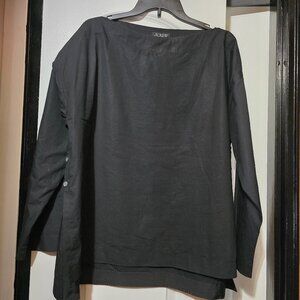 J. Crew Women's Asymmetrical Black Top W Side Buttons Size Large